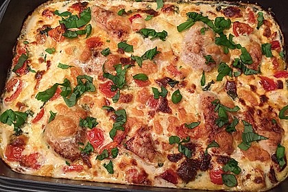 Mozzarella - Hähnchen in Basilikum - Sahnesauce 22