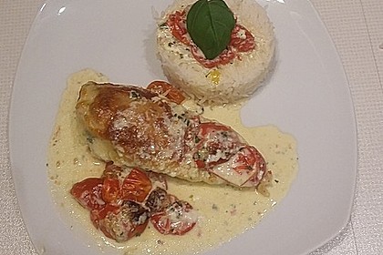 Mozzarella - Hähnchen in Basilikum - Sahnesauce 39