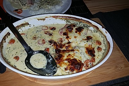 Mozzarella - Hähnchen in Basilikum - Sahnesauce 274