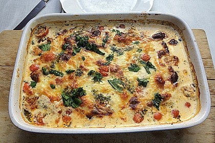 Mozzarella - Hähnchen in Basilikum - Sahnesauce 160