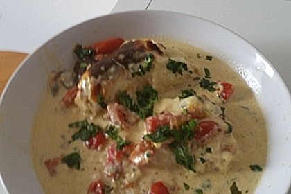 Mozzarella - Hähnchen in Basilikum - Sahnesauce 268