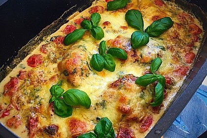 Mozzarella - Hähnchen in Basilikum - Sahnesauce 149