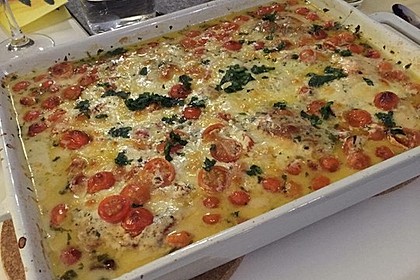 Mozzarella - Hähnchen in Basilikum - Sahnesauce 180