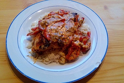 Mozzarella - Hähnchen in Basilikum - Sahnesauce 143