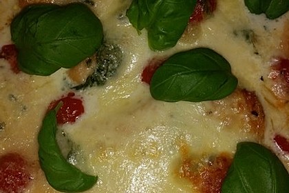 Mozzarella - Hähnchen in Basilikum - Sahnesauce 239