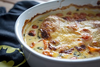 Mozzarella - Hähnchen in Basilikum - Sahnesauce 171