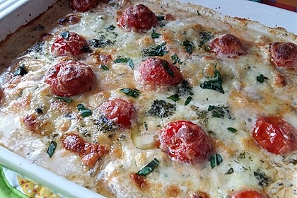 Mozzarella - Hähnchen in Basilikum - Sahnesauce 218