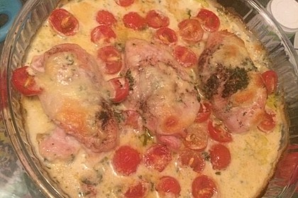Mozzarella - Hähnchen in Basilikum - Sahnesauce 292
