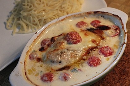 Mozzarella - Hähnchen in Basilikum - Sahnesauce 86