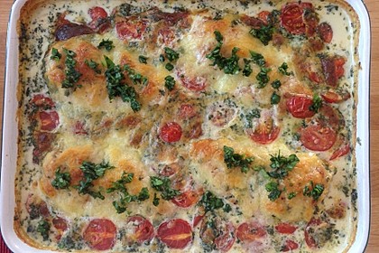 Mozzarella - Hähnchen in Basilikum - Sahnesauce 81