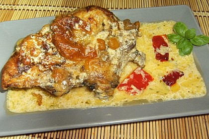 Mozzarella - Hähnchen in Basilikum - Sahnesauce 53