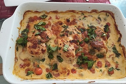 Mozzarella - Hähnchen in Basilikum - Sahnesauce 32
