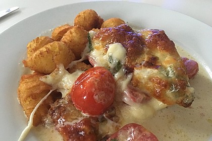 Mozzarella - Hähnchen in Basilikum - Sahnesauce 38