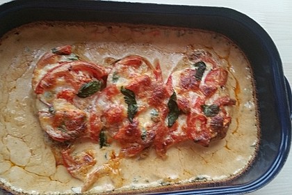 Mozzarella - Hähnchen in Basilikum - Sahnesauce 219