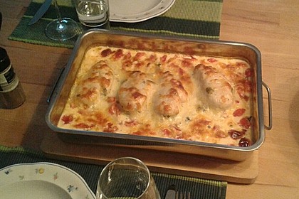 Mozzarella - Hähnchen in Basilikum - Sahnesauce 182