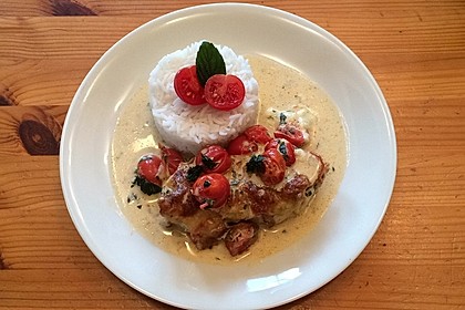 Mozzarella - Hähnchen in Basilikum - Sahnesauce 6