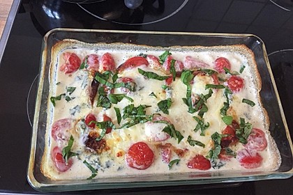 Mozzarella - Hähnchen in Basilikum - Sahnesauce 126