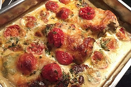 Mozzarella - Hähnchen in Basilikum - Sahnesauce 139
