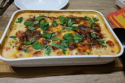 Mozzarella - Hähnchen in Basilikum - Sahnesauce 34