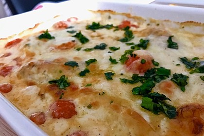 Mozzarella - Hähnchen in Basilikum - Sahnesauce 70