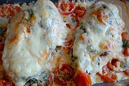 Mozzarella - Hähnchen in Basilikum - Sahnesauce 84