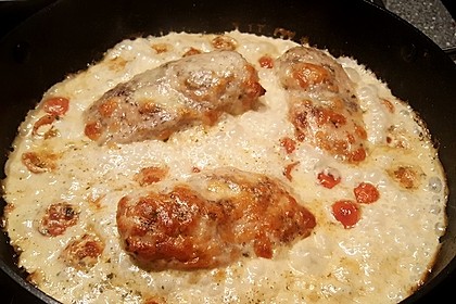 Mozzarella - Hähnchen in Basilikum - Sahnesauce 162