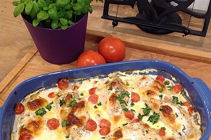 Mozzarella - Hähnchen in Basilikum - Sahnesauce 35