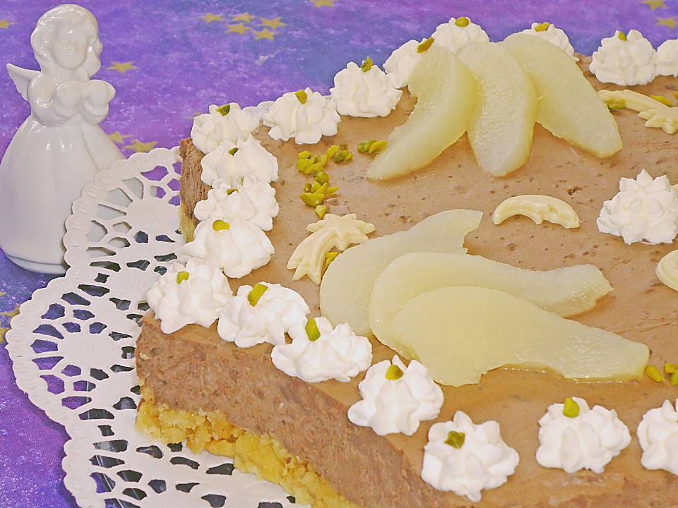 Winterliche Schokoladen - Frischkäsetorte mit Birnen von Roseanne ...