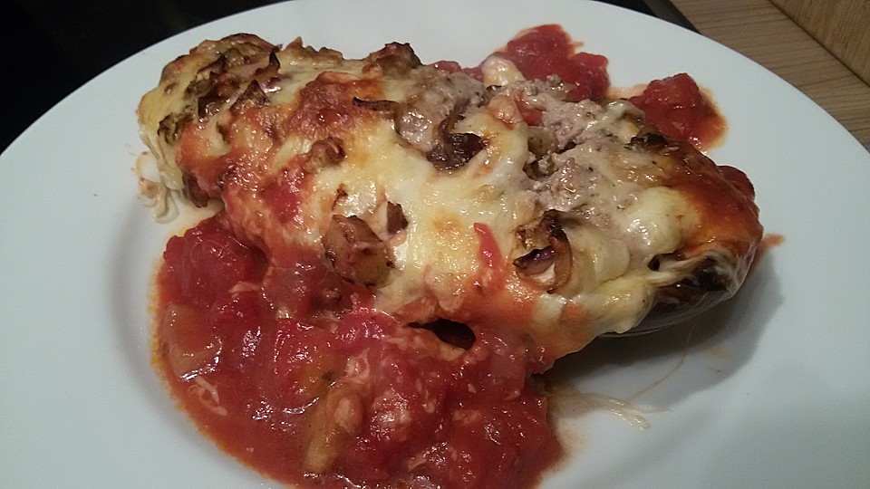 Gefüllte Aubergine mit Käse überbacken von mäusa | Chefkoch.de