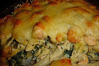 Lachs - Spinat Nudelauflauf in Senfsauce 5