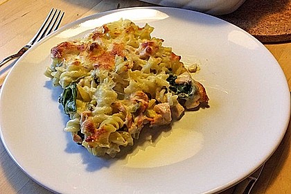 Lachs - Spinat Nudelauflauf in Senfsauce 3