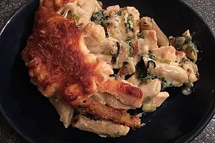 Lachs - Spinat Nudelauflauf in Senfsauce 11
