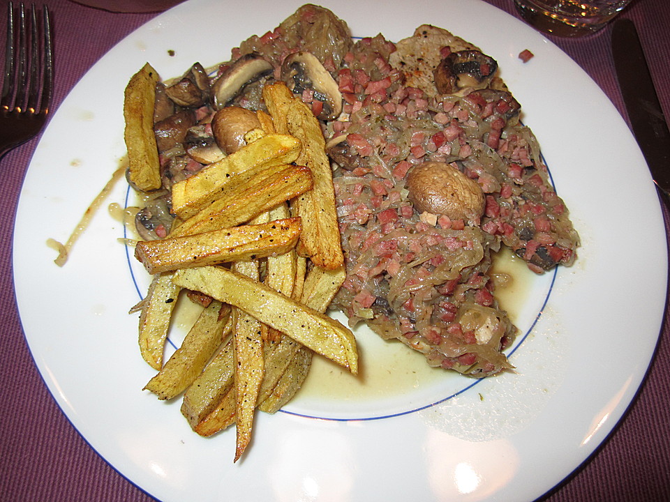 Schnitzel mit Zwiebeln und Champignons von summersnow79 | Chefkoch.de