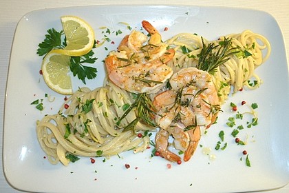 Zitronenspaghetti mit Kräutergarnelen 5