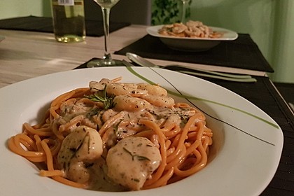 Zitronenspaghetti mit Kräutergarnelen 6