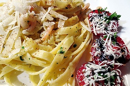 Zitronenspaghetti mit Kräutergarnelen 13