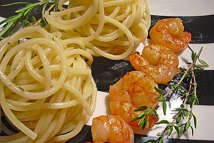 Zitronenspaghetti mit Kräutergarnelen 14