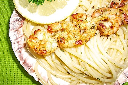 Zitronenspaghetti mit Kräutergarnelen 20