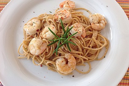 Zitronenspaghetti mit Kräutergarnelen 16