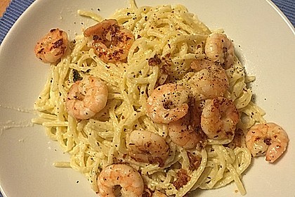 Zitronenspaghetti mit Kräutergarnelen 17