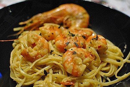 Zitronenspaghetti mit Kräutergarnelen 3