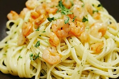 Zitronenspaghetti mit Kräutergarnelen 7