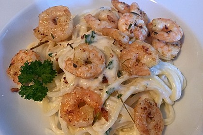 Zitronenspaghetti mit Kräutergarnelen 2