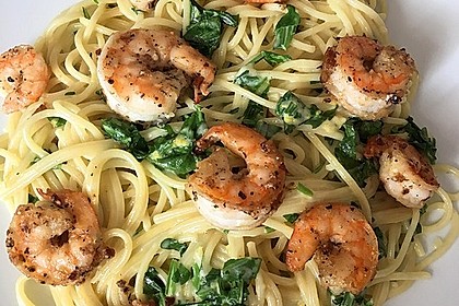 Zitronenspaghetti mit Kräutergarnelen 9