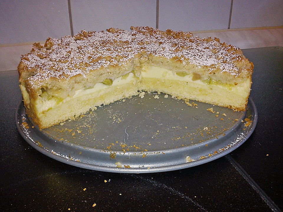 Rhabarberkuchen mit Vanillecreme und Streusel von speedymaus | Chefkoch.de