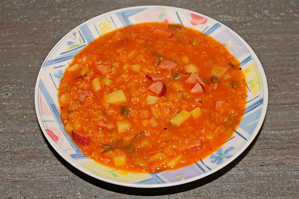 Rote Linsensuppe mit Cabanossi von VerenaK2004 | Chefkoch.de