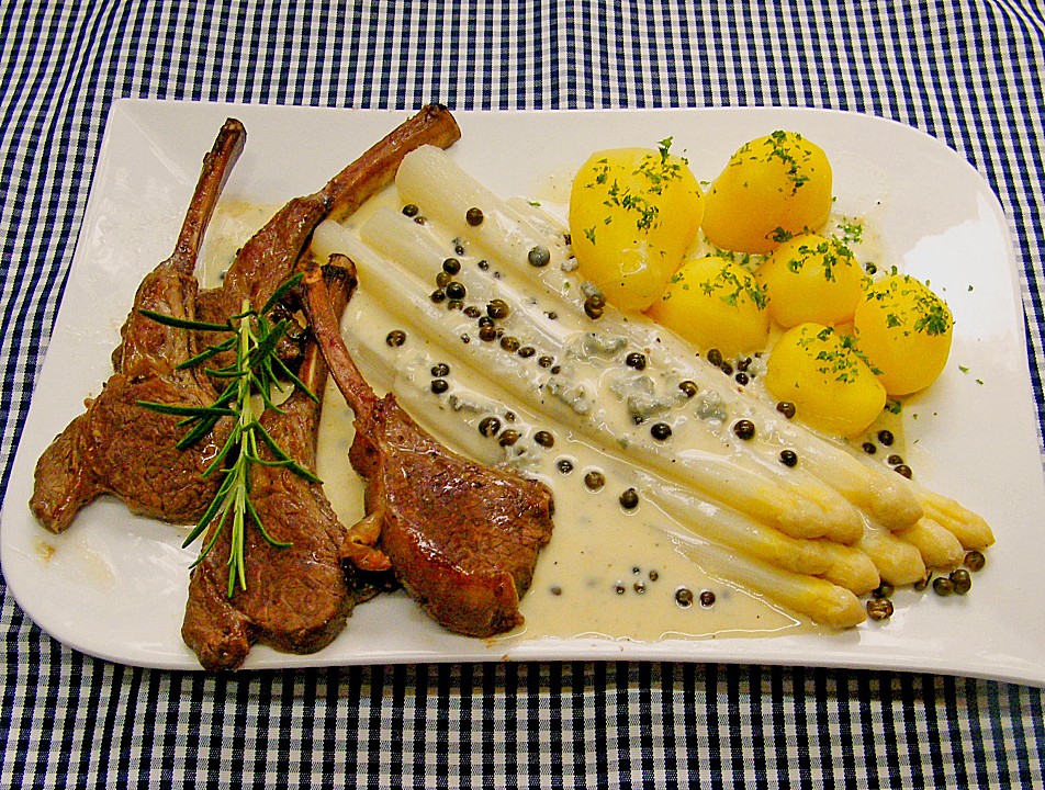 Spargel mit Lammkoteletts und Gorgonzola-Sauce von Zausi33 | Chefkoch.de