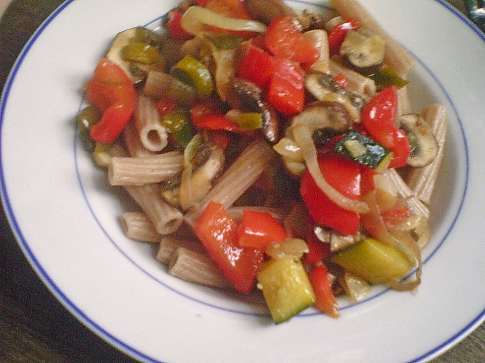 Pasta mit Champignon-Paprika-Pfanne | Chefkoch.de