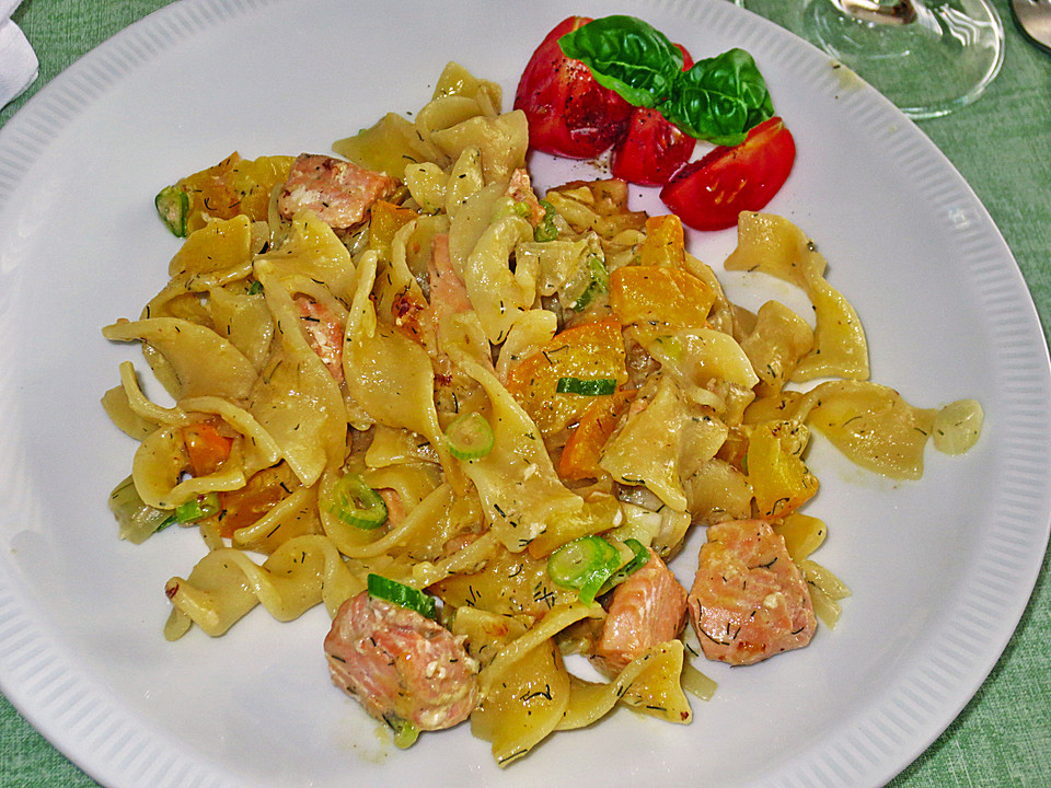 Lachspfanne mit Zucchini, Paprika und Dill von schmunz6 | Chefkoch.de