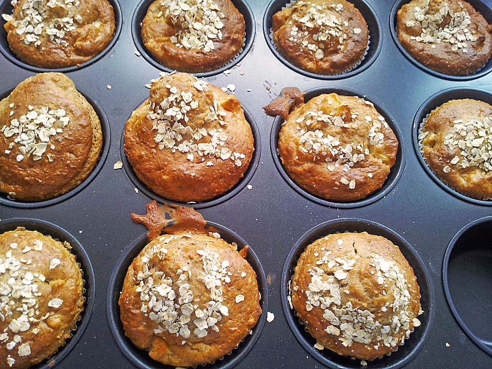 Leichte Apfel-Muffins mit Haferflocken und Zimt | Chefkoch.de